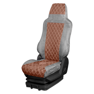 113 Чехлы Стандарт RENAULT MIDLUM/VOLVO FL  (1 ремень) 2 выс.сид (без подлокотн.) (АликСерый+АликКоричневый)