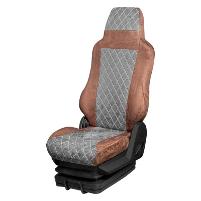 108 Чехлы Стандарт FORD CARGO  (1 ремень) 2 выс.сид. (АликКоричневый+АликСерый)