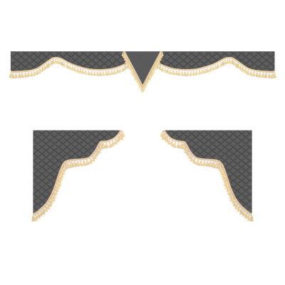 Ламбрекен комплект тройной с вышивкой SCANIA 2,2м (бахрома 1кат) ("Классик" серый)