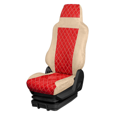 88 Чехлы Стандарт MAN TGS  (2 ремня) 2 выс.сид (АликБежевый+АликКрасный)