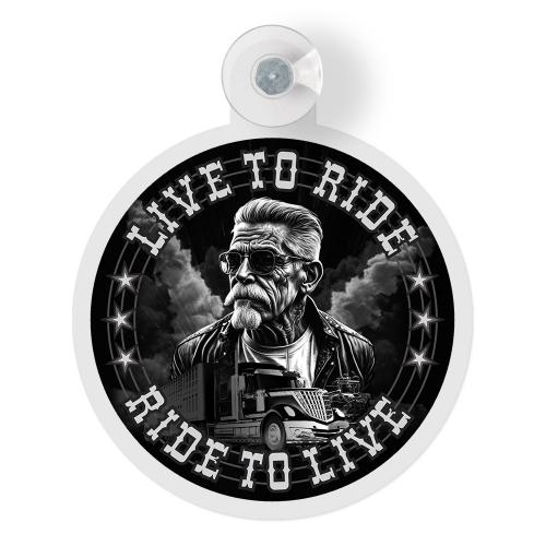 Вымпел-бейдж на присоске (Ø125мм) LIVE TO RIDE