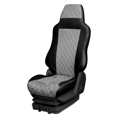 56 Чехлы Стандарт RENAULT PREMIUM 2007г. восток  (1 ремень) 2 выс.сид (с подлокотн.) (ПегасЧерный+АликСерый)