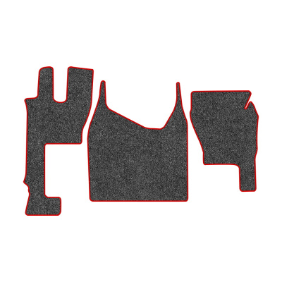 47-Коврики ворсовые MERCEDES Arocs MP4 узкая кабина -(ABTC 3 коврика. АТ) (UPP-3 (Серый) кант Красный)