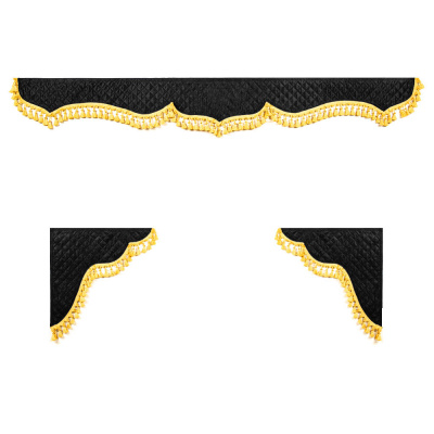 Ламбрекен комплект с маркой INTERNATIONAL 2,2м (бахрома 1кат) (Аликанте  стёг. черный)