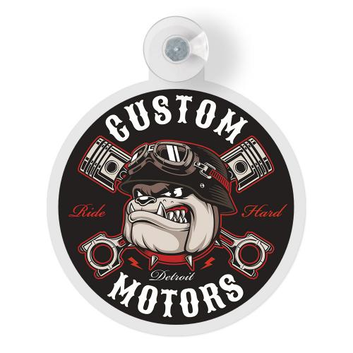 Вымпел-бейдж на присоске (Ø125мм) CUSTOM MOTORS