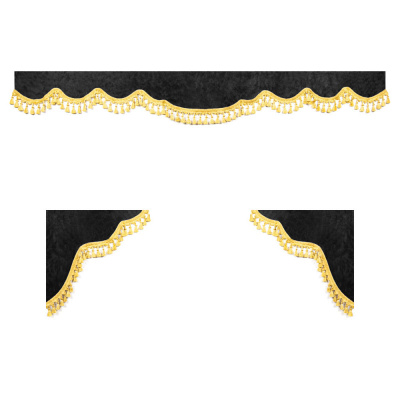 Ламбрекен комплект с маркой RENAULT 2,2м (бахрома 1кат) (Аликанте черный)