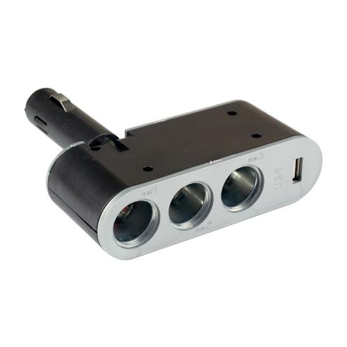 Разветвитель в прикуриватель - на 3 устр-ва + USB (№0011)