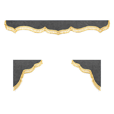 Ламбрекен комплект с маркой СОБОЛЬ 1,5м (бахрома 1кат) (Барашек серый)