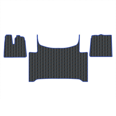 4.15 Коврики стёганные MAN TGX от 2021г.  (АТ, 2 полки, холодильник)  (Премиум Черный строчка Синяя)