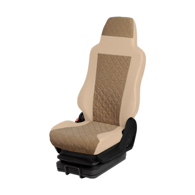 118 Чехлы ЭКО ISUZU до 2021 (пасс двойное сид) 3-х местн. (Классик Бежевый+МФ_Бежевая)