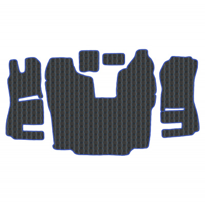 3.6 Коврики стёганные SCANIA 5ser.R (АТ, 1 пневм., 1 табуретка) от 2013г (Премиум Черный строчка Синяя)