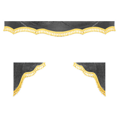 Ламбрекен комплект с маркой HYUNDAI 2,2м (бахрома 1кат) (Велюр серый)