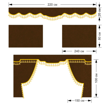 Комплект автоштор Sitrak C7H (бахрома 1кат) (Микрофибра Коричневый )