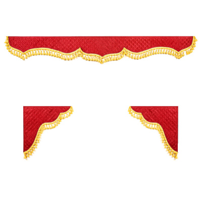 Ламбрекен комплект с маркой NISSAN 1,8м (бахрома 1кат) (Аликанте  стёг. красный)