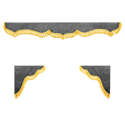 Ламбрекен комплект с маркой MAN 2,4м (бахрома 1кат) (Аликанте  стёг. серый)