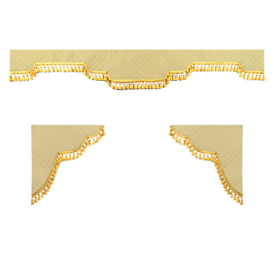 Ламбрекен комплект с маркой FOTON AUMAN (460) 2,2м (бахрома 1кат) (Экокожа стег бежевый)