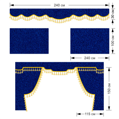 Комплект автоштор RENAULT MAGNUM (бахрома 1кат) (Астра Синий)