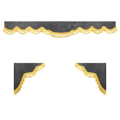 Ламбрекен комплект с маркой MERCEDES 1,8м (бахрома 1кат) (Аликанте серый)