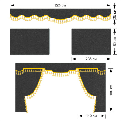 Комплект автоштор VOLVO FH (бахрома 1кат) (Микрофибра Серый)