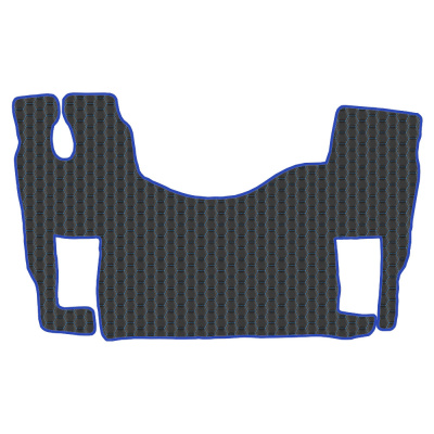 5.2 Коврики стёганные MERCEDES ACTROS MP-III, MP-II от 2004 (ровный пол, пассажирское сиденье пневмо (Премиум Черный строчка Синяя)