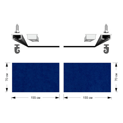 Комплект автоштор с направляющими MERCEDES SPRINTER  (Микрофибра синий)