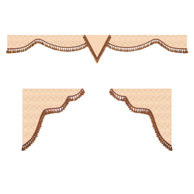 Ламбрекен комплект тройной с вышивкой MAN 2,2м (бахрома 1кат) ("Классик" бежевый стр. бежевая)