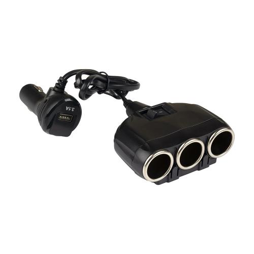 Разветвитель в прикуриватель № 1634 3 устройства USB 1 порт