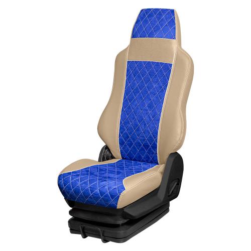 РСП Чехлы (45) SCANIA G/R/P (1 выс.1 низ. сид.1 рем.) ПремиумБежевый/АликСиний