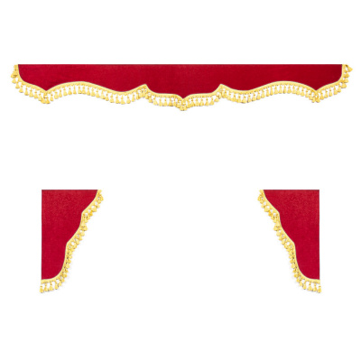 Ламбрекен комплект с маркой IVECO 2,2м (бахрома 1кат) (Микрофибра красный)