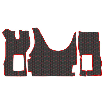 2.13 Коврики стёганные VOLVO FH 5 от 2021  (АТ, 2 пневм)  (Премиум Черный строчка Красная)