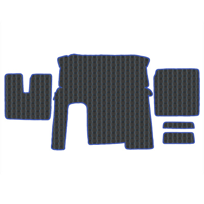 4.5 Коврики стёганные MAN TGX от 2007  (АТ, 1 полка, холодильник)  (Премиум Черный строчка Синяя)