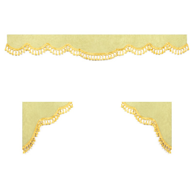 Ламбрекен комплект с маркой УАЗ 1,5м (бахрома 1кат) (Аликанте бежевый)