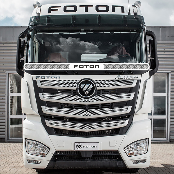 Защита лобового стекла для FOTON AUMAN (нерж. сталь, прямые углы)