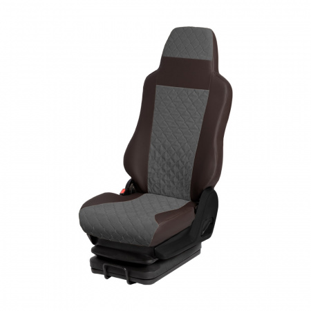 108 Чехлы ЭКО FORD CARGO  (1 ремень) 2 выс.сид. (Классик Коричневый+МФ_Серая)