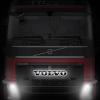 Светодиодная эмблема (черный пластик) на капот VOLVO FH16 (логотип+лучи) (430х430мм, Ø168мм)