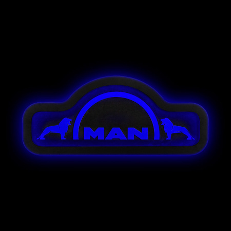 Панель на спальник 880*340 MAN (замша) - (24v, х2 подсв.) (Синий+Синий)