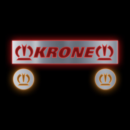 Буквы SDT задняя с эмблемами KRONE (700*150) (эмблема Ø100) ( Подсветка  красный)