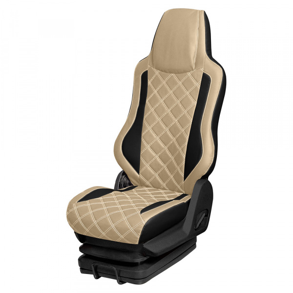 93 Чехлы Люкс VOLVO FH/FM/FL 12 2002-2013г.  (2 ремня) 2 выс.сид. с рычагами откидывания спинки