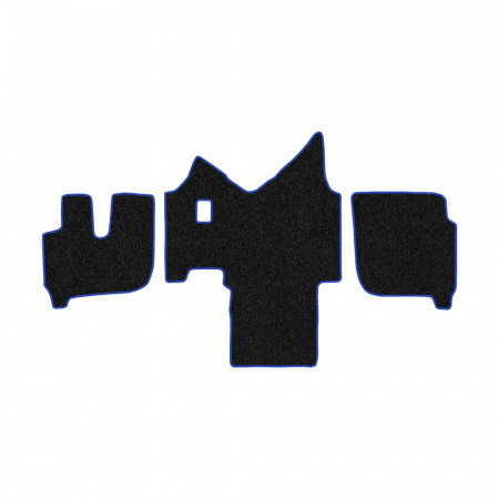 61-Коврики ворсовые IVECO Stralis широкая кабина -(АВС 3 коврика. МТ) (UPP-3 (Черный) кант Синий)