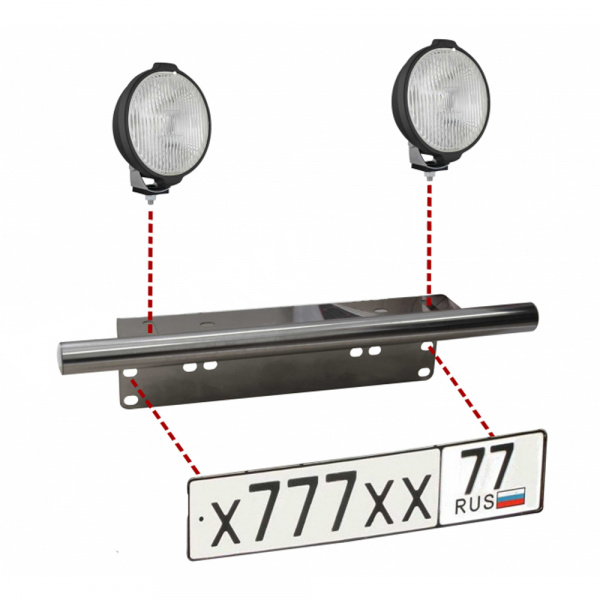 Рамка номерного знака "Антиплатон" (нерж, прямая труба) VT-ANPL-2