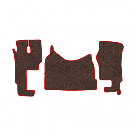 48-Коврики ворсовые MERCEDES ACTROS ЕВРО-5 (2007) МР2-МР3 -(ABTC 3 коврика. АТ) (UPP-8 (Коричневый) кант Красный)