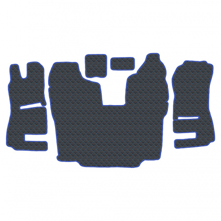 3.6 Коврики стёганные SCANIA 5ser.R (АТ, 1 пневм., 1 табуретка) от 2013г (Классик Черный строчка Синяя)