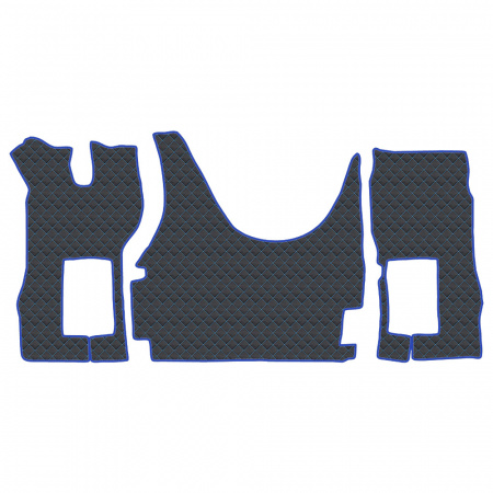 2.13 Коврики стёганные VOLVO FH 5 от 2021  (АТ, 2 пневм)  (Классик Черный строчка Синяя)