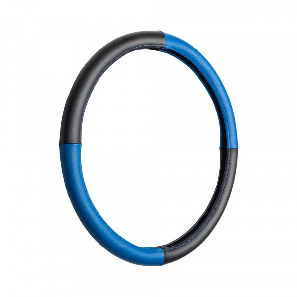 Оплетка руля черно-синяя (экокожа, Ø45см)