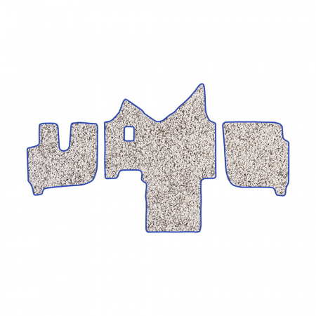 61-Коврики ворсовые IVECO Stralis широкая кабина -(АВС 3 коврика. МТ) (Фортуна (Серый) кант Синий)