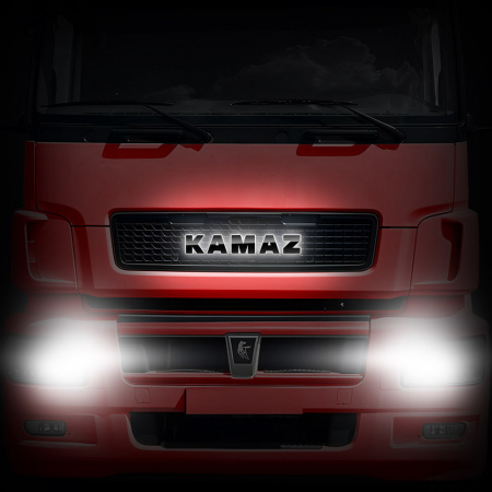 Светодиодная надпись-логотип (черный пластик) для грузовиков КЗ NEO/NEO2 (510х85мм)