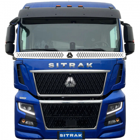 Защита лобового стекла для Sitrak C7H480 MAX (нерж. сталь, косые углы)