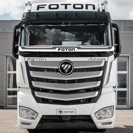 Защита лобового стекла нерж сталь FOTON AUMAN (нерж. сталь, косые углы)