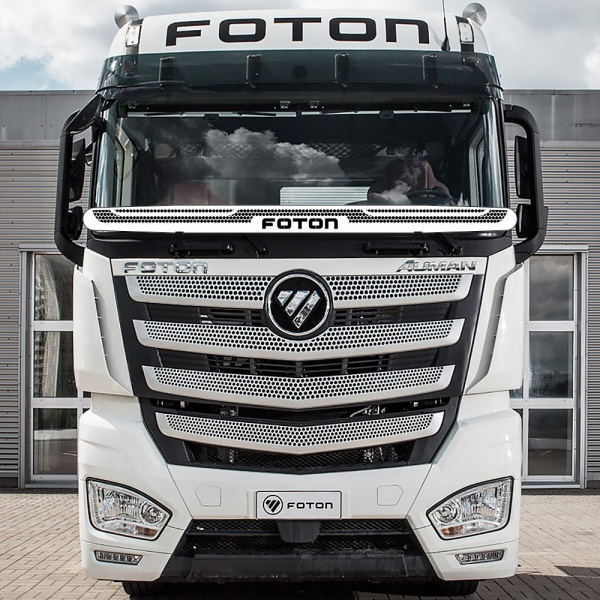 Защита лобового стекла нерж сталь FOTON AUMAN (нерж. сталь, косые углы)