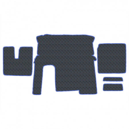 4.5 Коврики стёганные MAN TGX от 2007  (АТ, 1 полка, холодильник)  (Классик Черный строчка Синяя)